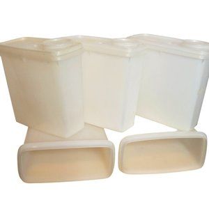 Vintage Tupperware 469 Cereal Keepers Set of 5 Containers 3 Lids Wear From Use